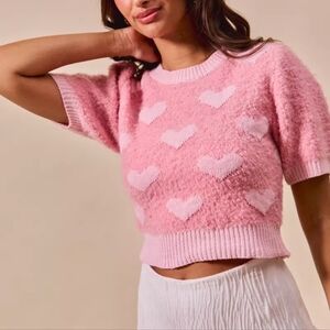 So Me Pink Knit Sweater with Heart Design
